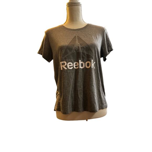 Gray Reebok Small Youth Shirt eith Gray Triangle and  White Logo - Picture 1 of 4